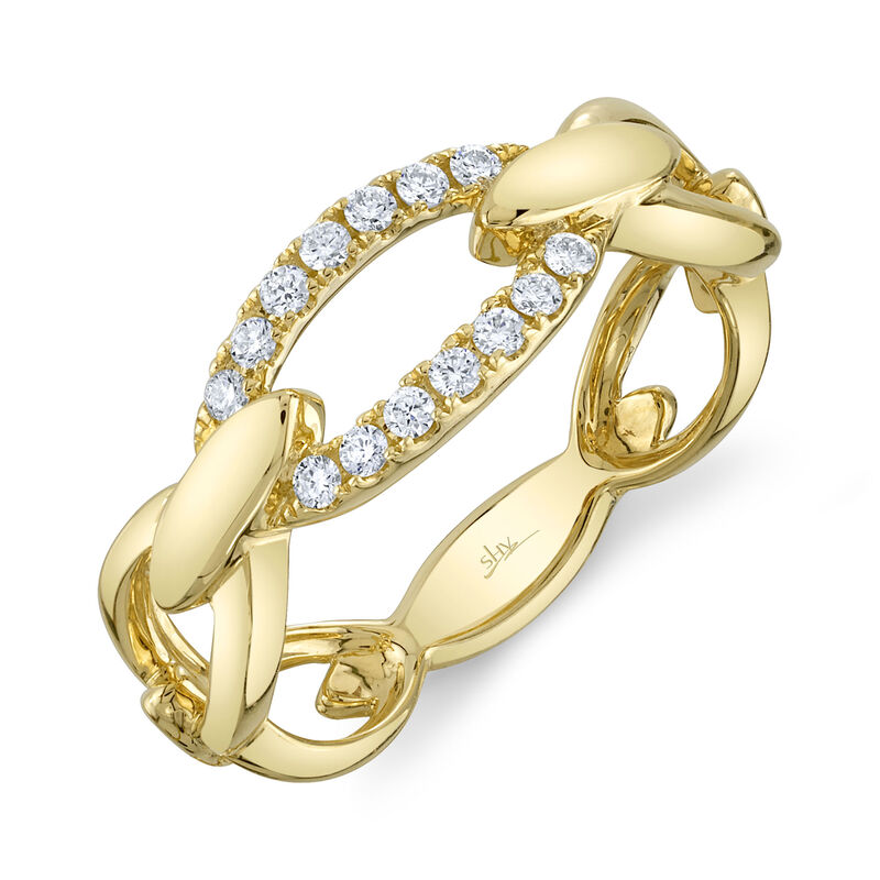 Shy Creation .17ctw. Diamond Link Ring in 14k Yellow Gold image number null